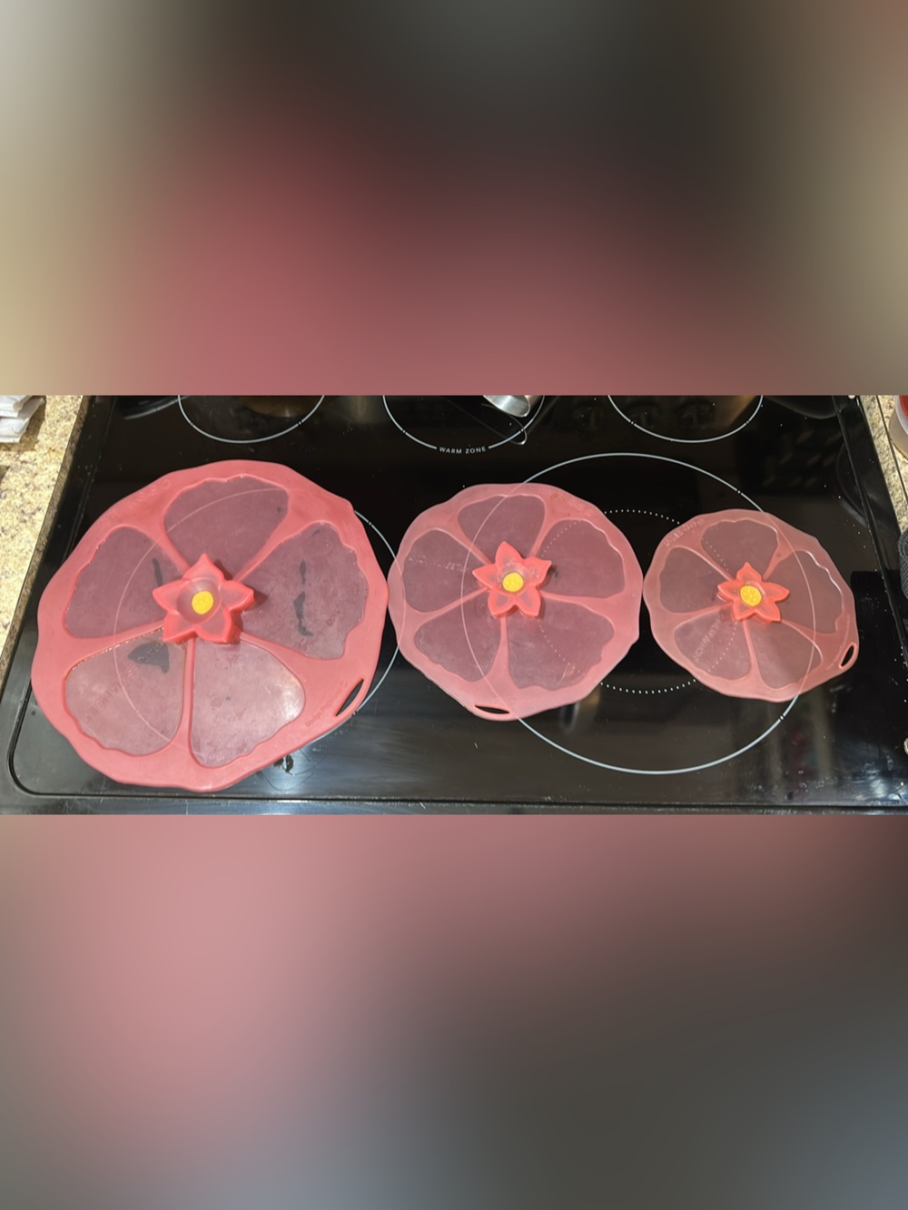 Charles Viancin Red Poppy Reusable Silicone Lids (3-Piece Nesting Set)